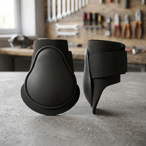 Protège-jambes pour chevaux en néoprène noir Tough Tack avec coque en plastique, protection des membres équins, sangle auto-agrippante, emballage personnalisable - Product Image 3