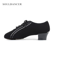 Vente en gros de chaussures de danse de salon pour hommes Soul & BD chaussures de danse latine à talons bas noirs en toile en cuir pour enseignement chaussures de danse latine pour hommes 467