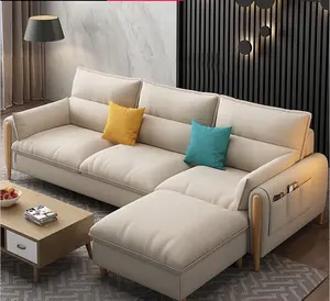 Set Furnitur Sofa Taman Korea, Sudut Ruang Tamu Sofa Kulit dan Tempat Tidur Kombinasi Modern Sofa Mario Bellini
