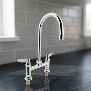 Aqua Systems Traditional Kitchen Faucet 2 Handle Deck Mounted Polished Chrome Brass Finish Classic Design - Product Image 3