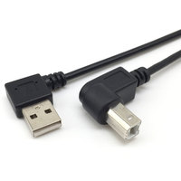 Cable Conector USB A Macho en Ángulo Izquierdo a B Macho en Ángulo Ascendente para Impresora y Escáner