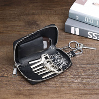 Peau de vache Crocodile en cuir véritable porte-clés universel fermeture éclair Mini clé de voiture portefeuille mode impression accessoire pour hommes et femmes