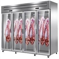 Congélateur vertical à viande Unitech 3500L pour cuisine commerciale, en acier inoxydable, à quatre portes, à température unique, avec éclairage LED