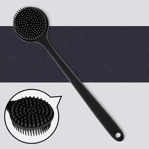 Brosse de bain en silicone à long manche avec poils doux - Brosse ergonomique pour le dos, pour exfolier et masser, accessoire de douche - Product Image 5