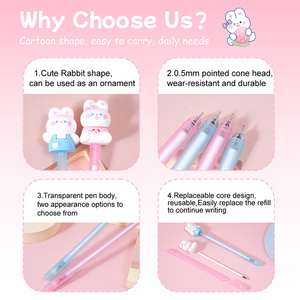 0.5 मिमी प्यारा खरगोश टोपी जेल पेन, गुलाबी और नीले कावायी लेखन पेन स्कूल कार्यालय की आपूर्ति के लिए पेन - Product Image 5