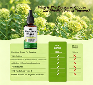 Gouttes liquides OEM de Rhodiola Rosea, Ashwagandha, Safran et extrait de SAMe – Soutien pour l'humeur, le cerveau et l'énergie – Complément alimentaire végétalien - Product Image 4
