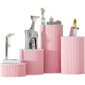 Plinto Redondo de MDF Columna de Eventos Pedestal Blanco Mesa de Exhibición Soporte para Flores para Bodas Fiestas y Decoración de Matrimonios - Product Image 1