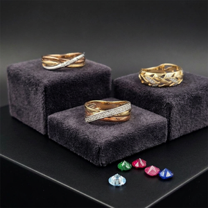 Anillo de Diamantes de Oro Sólido de 18K de Lujo, Corte Brillante Redondo, Engaste Pavé, Certificado GIA, Anillo de Bodas Unisex - Product Image 5