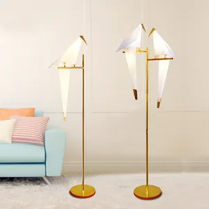 Nordic Led Bird Paper Floor Lamp Origami Lamp Modern Gold Warm Led Paper Birds Standing table Bedroom Living Room Floor Light