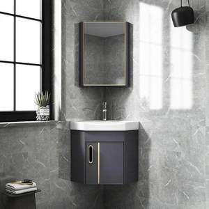 Customizable <b>small</b>-sized ceramic integrated basin wall mounted aluminum alloy bathroom <b>cabinet</b> - Product Image 1