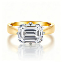 Vente en gros de bagues classiques larges en argent sterling S925 avec sertissage de moissanite de 3 carats et 4 carats, sertissage en or blanc