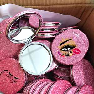 Hot Selling Travel Round PU <b>Compact</b> Mini Tabletop Desktop Foldable Cosmetic Mirror Pocket Mirror - Product Image 1