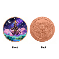 Pièce commémorative en cuivre 999 finie à la main, double face, 1 oz, avec iconographie occulte Baphomet en pose lotus, pour collectionneur d'art esotérique