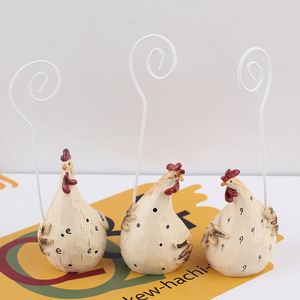 Rooster Business Card Holder Resin Cartoon Style White Desk Decor Note Holder Office Home Craft Gift - Product Image 1