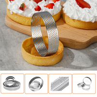 Cercle à tartelette perforé en métal, moule à gâteau mousse réutilisable, résistant à la chaleur, antiadhésif pour outils de pâtisserie