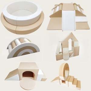 مجموعة لعب لينة باللون البيج للأطفال الصغار مع بوابة ومسبح كرات ومعدات لعب لينة بتصميم قلعة، مجموعة تأجير لمناسبات وحفلات الأطفال - Product Image 4