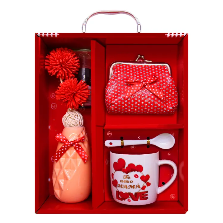 Set Vas dan Tas Hadiah Kepribadian Berkelanjutan, Kotak Mug Hari Ibu Keramik Hadiah