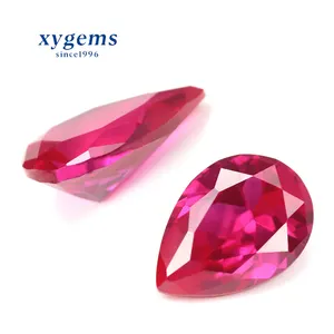 2 × 4に13 × 18ミリメートルPear Cut Synthetic Ruby Stone / Teardrop Point-ベースRough Corundum For Ring、Bracelet、Earring、Pendant Making