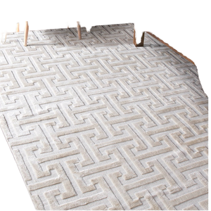 Tapis de luxe moderne Aara Living en laine et soie, à poils coupés, antidérapant, épaisseur 11 mm, poils moyens, blanc beige, pour salon, vente en gros de haute qualité - Product Image 1