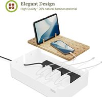 Station de charge en bambou de 11 pouces Organisateur de quai en bois à un niveau pour plusieurs appareils peu encombrants pour le salon