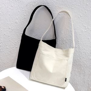 Black and White <b>Canvas</b> Tote <b>Bags</b> for Women Designer Handbag Japan <b>Shopper</b> With Front Pocket Closure Lady's Shoulder <b>Bag</b> - Product Image 1
