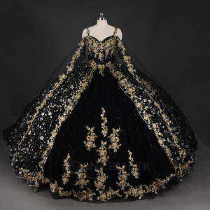gold prom dress pictures Long Sleeve Gold Prom Dress Luxury Sequin Ball Gown 67208 viniodress –  Viniodress main image 1