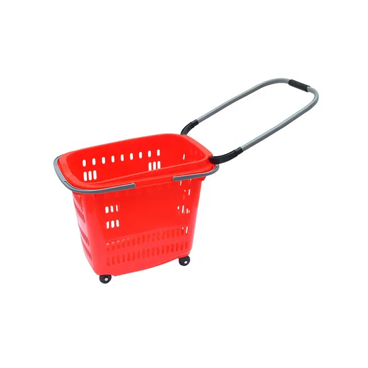 Xinde Rolling Shopping Basket Giant Supermarket Shopping Basket Plastic Shopping Basket With Wheels And Handles
