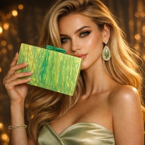 Pochette de soirée carrée en acrylique, sacs à main élégants pour femmes, sac bandoulière à chaîne, sac de soirée formel, sacs à main marbrés - Product Image 1