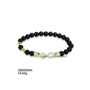 Grace Jewelry Cool Mysterious Design Dragon Shape Gemstone Black Green Agate White Zircon Ladies Jewelry Beaded Bracelets