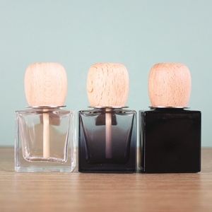 Chai nước hoa ô tô 10ml, chai thủy tinh rỗng, kẹp thông gió ô tô, nắp tròn gỗ beech, chai khuếch tán mùi hương ô tô - Product Image 2