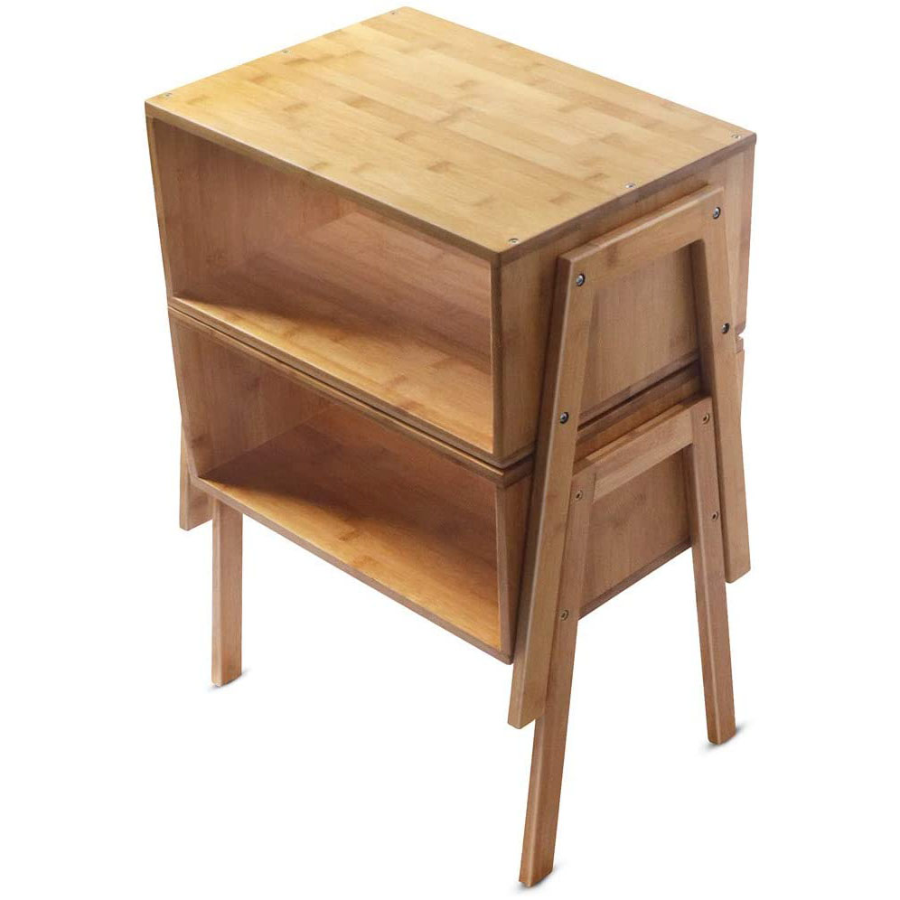 Comodino Impilabile Per Camera Da Letto40x28,6x62,6cm Comodino Doppio impilato di bambù Comodino in Legno massello Organizzatore da Letto Comodini da Salotto Comodino In Bambù Comodino 2 Pezzi