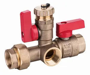 Texoon Compact Size 3/4" 1" Hot Cold Valve 2 Heavy Duty Forged Brass Tankless Water Heater Isolation 3 way Valves