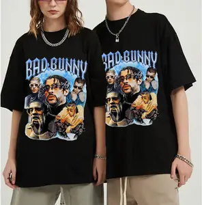 Hiphop Bad Bunny Mens T Shirts Zomer Korte Mouwen T-shirts Katoen Tall Big Oversize Tee Shirt Vrouwen Mannen Custom T shirts