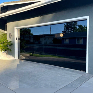 <span class=keywords><strong>Porte</strong></span> <span class=keywords><strong>de</strong></span> <span class=keywords><strong>garage</strong></span> moderne à isolation <span class=keywords><strong>thermique</strong></span>, cadre en alliage d'aluminium noir fini, double vitrage trempé - Product Image 1