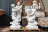 Sculpture en marbre grandeur nature Statues de dame avec pots de fleurs