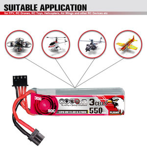 550mAh 3S 11.4V HV แบตเตอรี่ Lipo อัตรา90C สูง RC แบตเตอรี่ลิเธียมสำหรับ FPV ไม้จิ้มฟัน Quadcopter Drone - Product Image 4