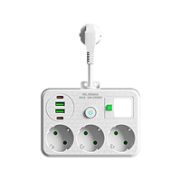 Stop Kontak Listrik Baru Standar Uni Eropa 4 Lubang Multi Outlet Port USB Lampu Malam LED Kuningan ABS untuk Meja Studio