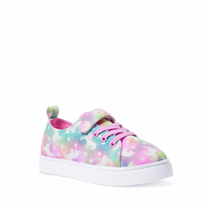 Pastel <b>Rainbow</b> Unicorn Print Low <b>Top</b> Canvas Shoes Pink Lace Up Casual Sneakers For Daily Outdoor Wear - Product Image 1