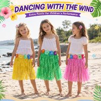 Jupe Hula Hawaïenne pour Enfants en Gros, Jupe en Herbe Plastique de 30 cm, Costume de Taille Haute à Fleurs Colorées pour Fête Tropicale Luau et Spectacle