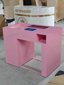Pink <b>Nail</b> Table Salon Furniture with Drawers Marble Top Beauty Workstation for Manicure Studio - Product Image 4