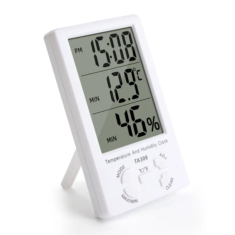 Digital Indoor Hygrometer Thermometer Temperature and Humidity Meter with Time Display Temperature Humidity Monitor Meter