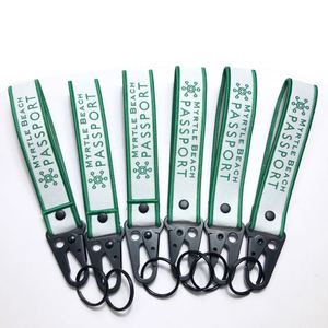<b>Custom</b> Logo Metal Hook Jacquard Nylon Keyring Woven <b>Key</b> Chain Strap Carabiner Keychain Short Lanyards - Product Image 3