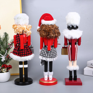 <span class=keywords><strong>Casse</strong></span>-noix en bois de 38 cm pour fille, avec robe à carreaux, bordure en fourrure et écharpe, pour cadeau de Noël, décoration <span class=keywords><strong>classique</strong></span> de bureau et d'intérieur - Product Image 5
