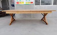 Table de ferme pliable en pin massif personnalisable pour restaurants commerciaux et événements rustiques de mariage