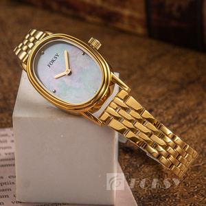 Reloj ovalado Vintage con logotipo personalizado para mujer, Reloj de acero inoxidable con esfera pequeña, pulseras de lujo con perlas, relojes de cuarzo personalizados - Product Image 2