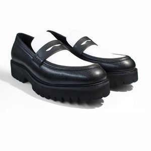 High-top Soft Cowhide Dress <b>Shoes</b> 39-46 Sizes Contrasting Black White <b>for</b> <b>Men</b> Suitable <b>for</b> Party Autumn Office Career - Product Image 3