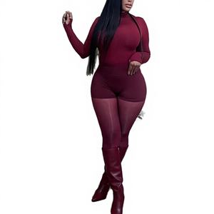 Ensemble décontracté 3 pièces tricoté et brodé pour femme, col montant, haut à manches longues, short de yoga moulant uni et collants - Product Image 4