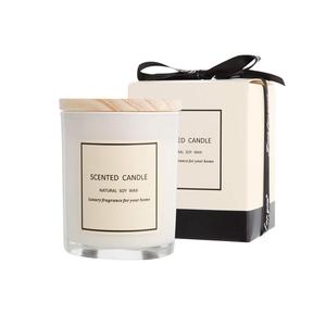 Fashion luxury glossy decorative custom label 10oz candle jar with lid and gift box