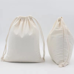 Pochette en tissu de coton et lin recyclable de haute qualité personnalisée, sacs à cordon en coton - Product Image 5