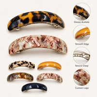 Nouvelle Barrette Française Large en Acétate Personnalisable avec Logo, Pince à Cheveux Plate à Ressort Effet Écaille de Tortue pour Femmes, Accessoires Capillaires en Gros